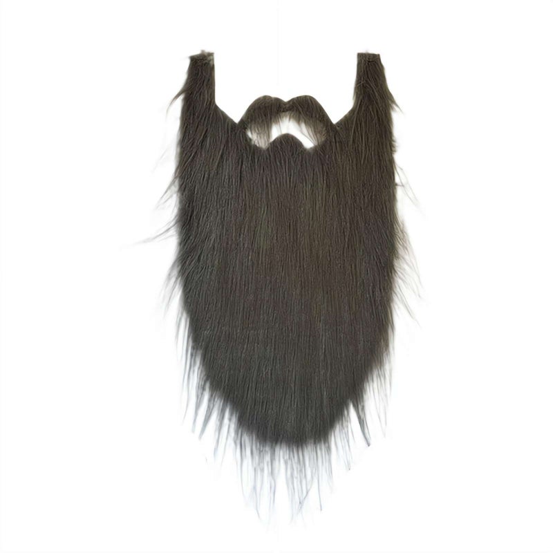Fake Mustache Funny Fake Beard Decoration Long Moustache Elastic Band Simulation Beard for Christmas, Party, Cosplay (Gray) - Image 1